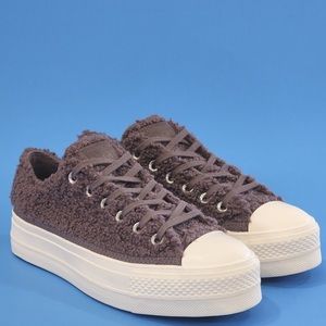 Converse CTAS Lift Ox Violet Ore Sherpa Women's Platform Sneakers 572201C NWT